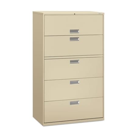 Hon HON, 600 SERIES FIVE-DRAWER LATERAL FILE, 42W X 18D X 64.25H, PUTTY 695LL